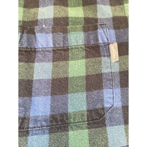 Eddie Bauer Button Up Shirt Mens Large Long Sleeve Plaid Flannel Blue Green - Picture 2 of 11
